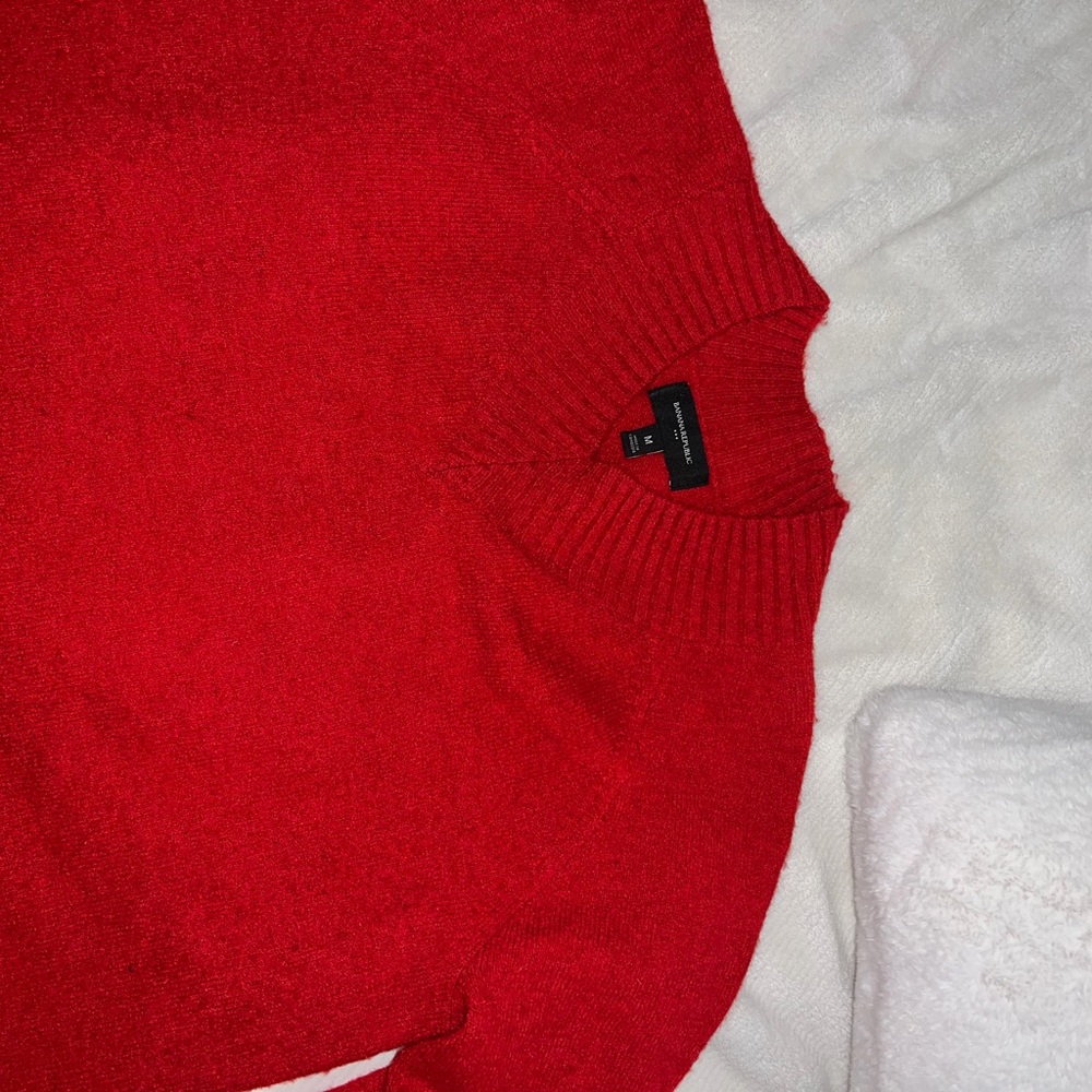 Banana Republic Vibrant Red V-Neck Sweater